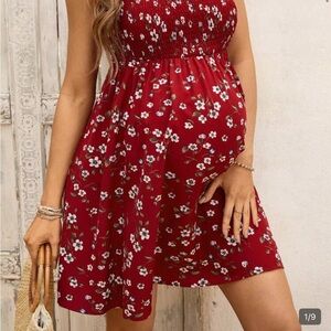 SHEIN Red Floral Maternity Mini Dress